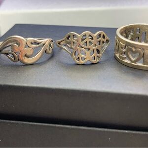 Elegant Silver Ring Set for Women. Hippie Style